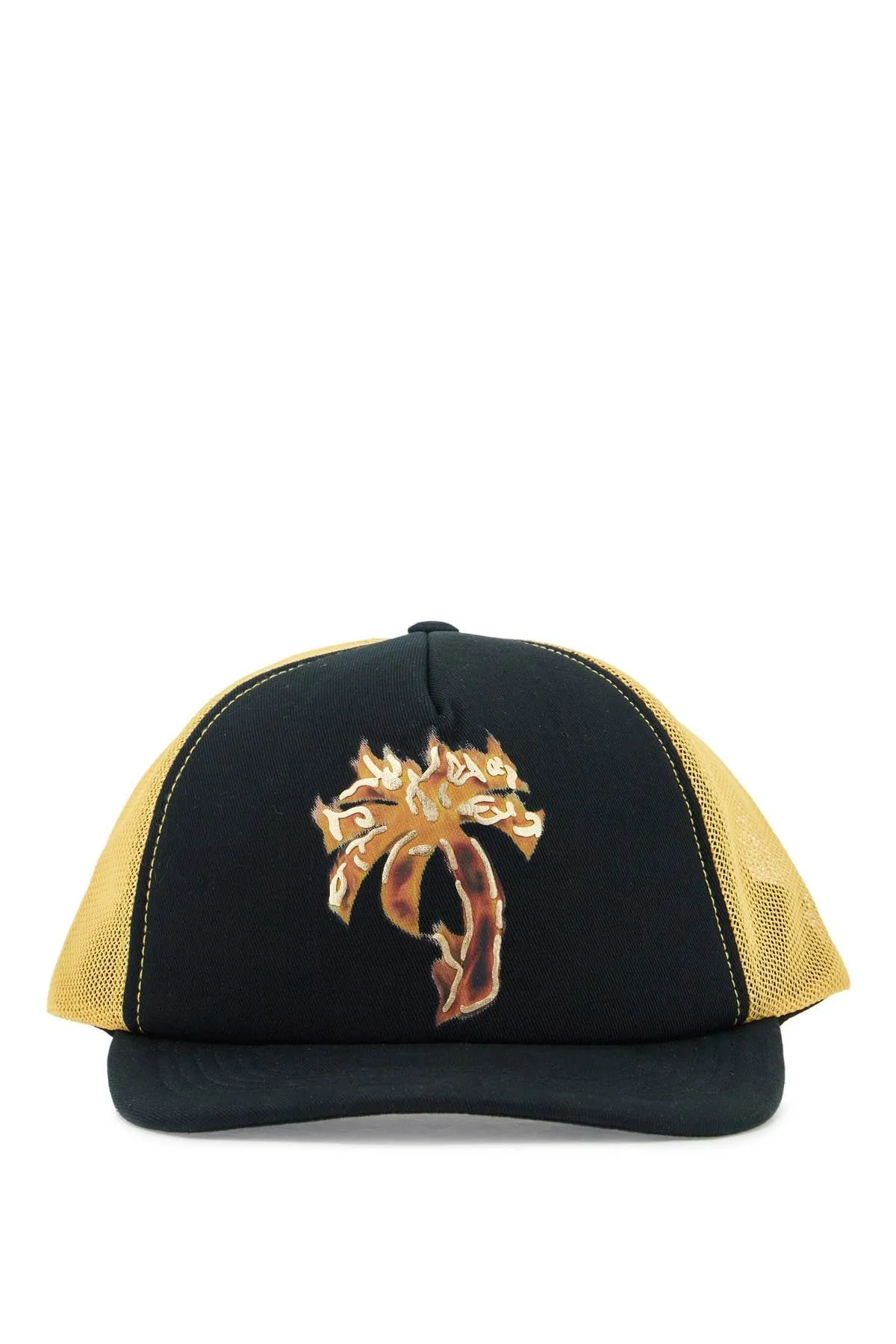 burning palm trucker hat