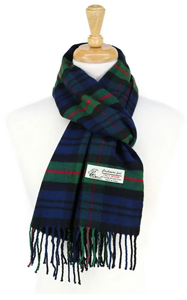 DBS037 Cashmere Feel scarves Tartan Navy Green 12pcs Pack