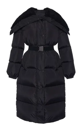 Moncler Bruneaux Shearling-Trimmed Nylon Down Coat