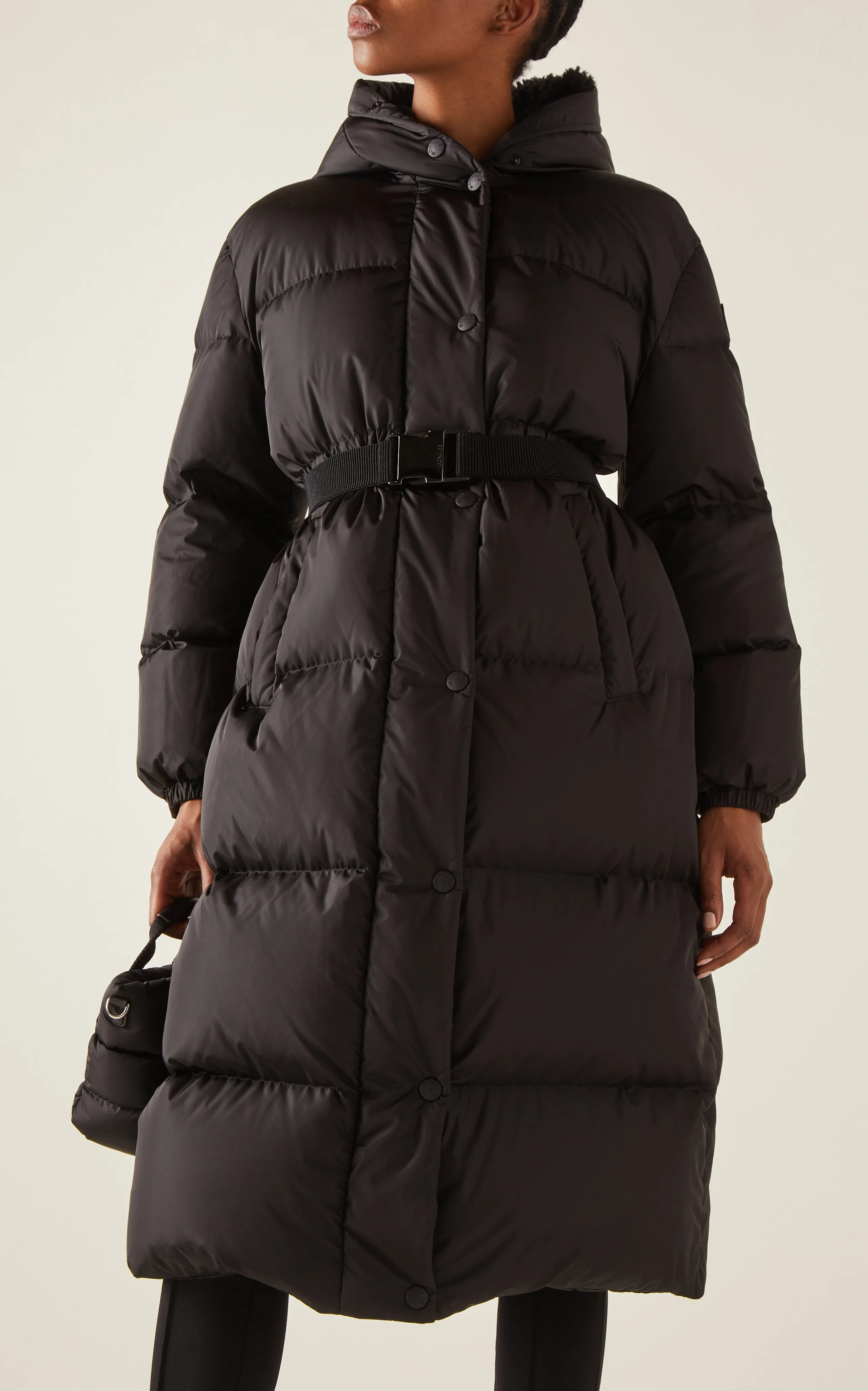 Moncler Bruneaux Shearling-Trimmed Nylon Down Coat