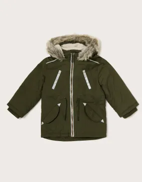 Reflective Hooded Parka Coat Green