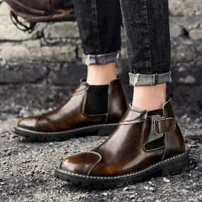 Sleeve Leather Boots Men