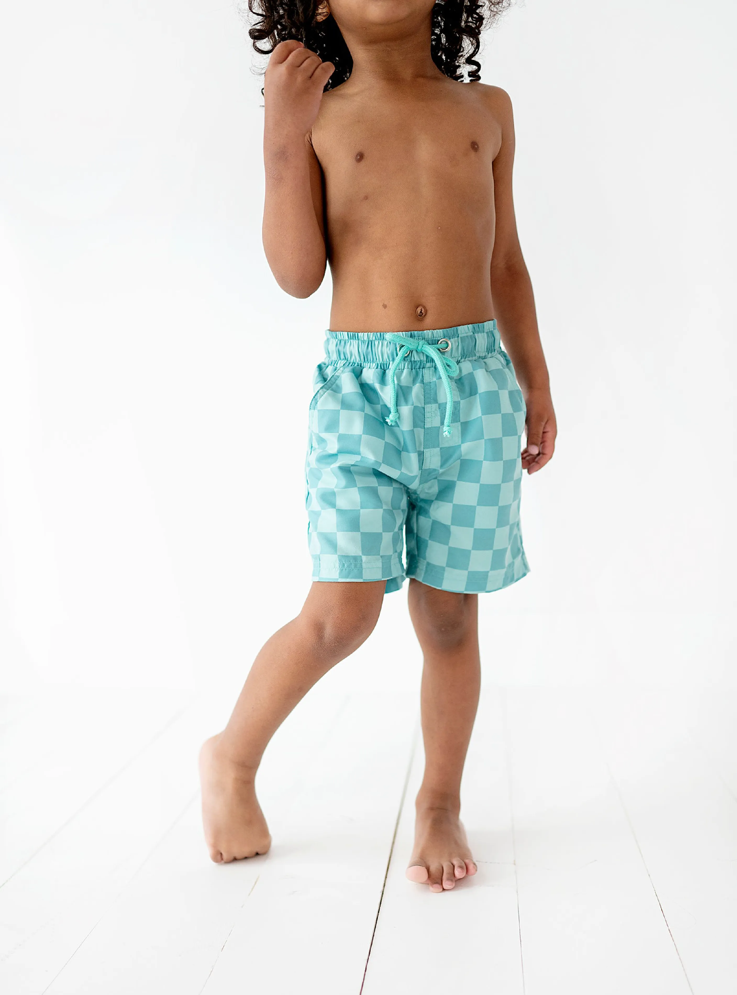 Teal Checkered Shorts