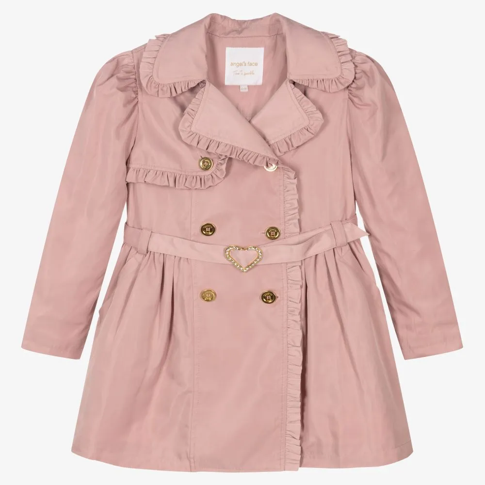 Teen Girls Pink Trench Coat