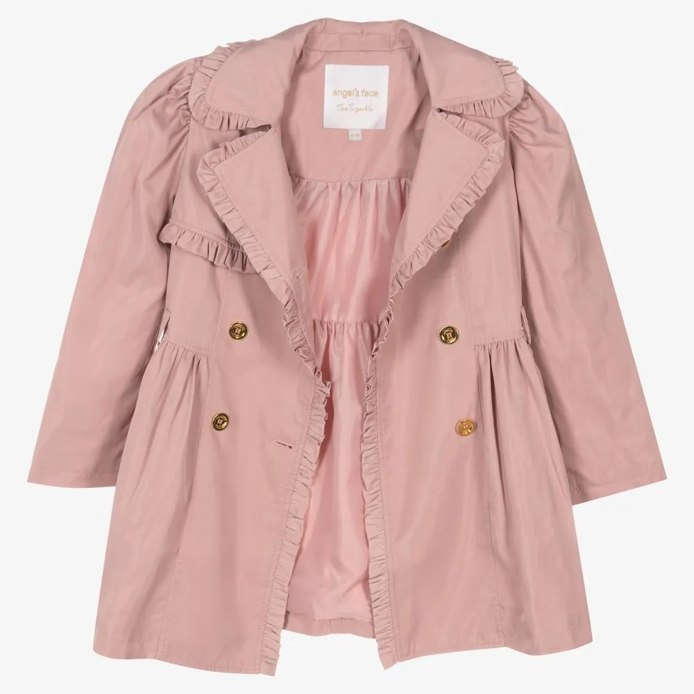 Teen Girls Pink Trench Coat