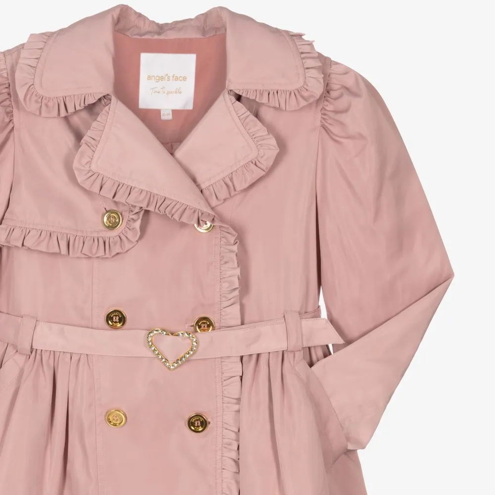 Teen Girls Pink Trench Coat