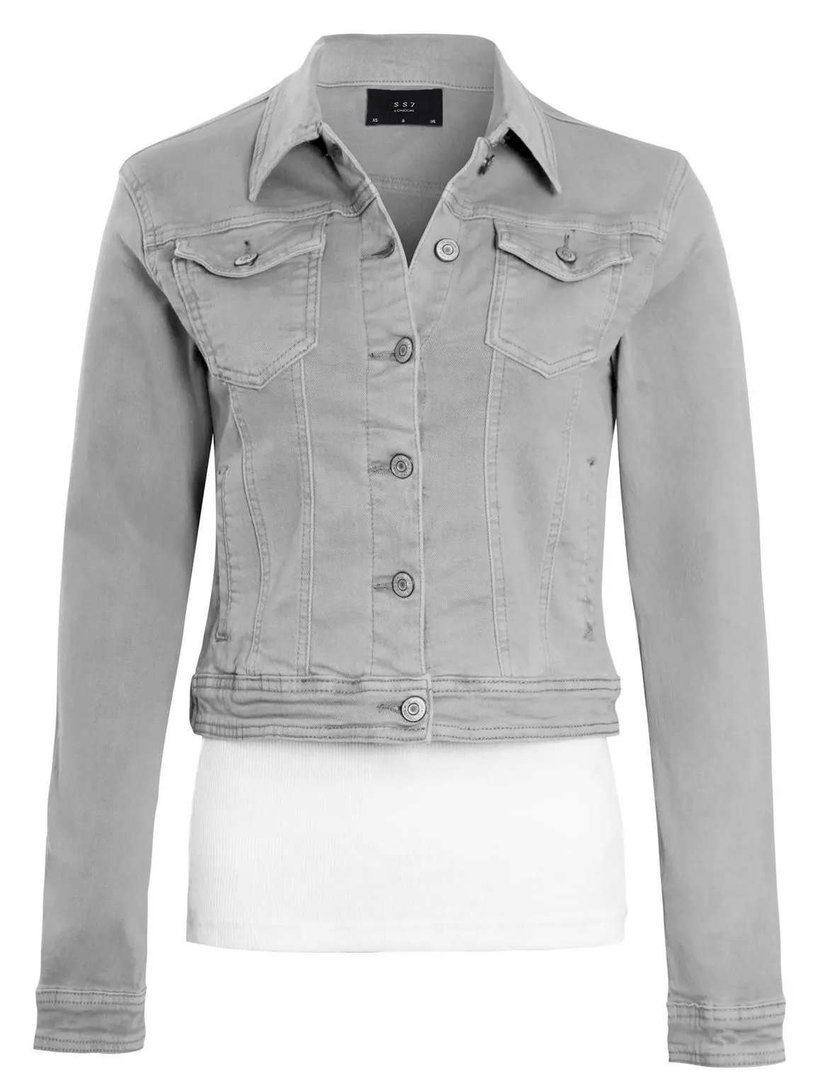 Womens Stretch Denim Jacket Denim Pink & Grey, UK Sizes 6 to 14