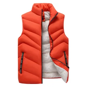 Xituodai 2022 New Zip Pockets Men's Winter Fleece Warm Vest Sleeveless Jacket Stand Collar Thermal Waistcoat Gilet Men Thick Cot