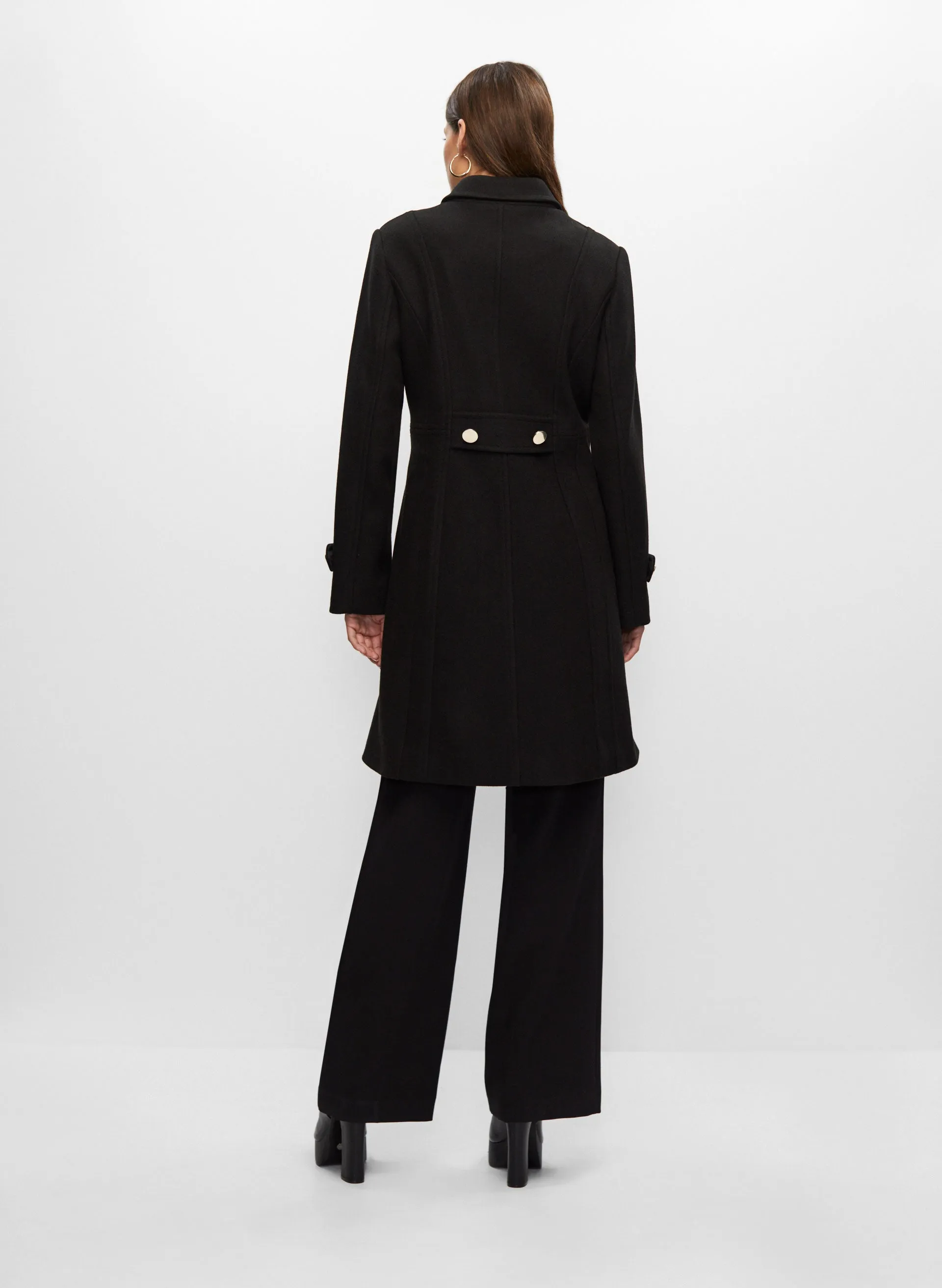 Zip Front Wool Blend Coat